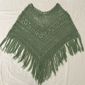 Green Crochet Women's Poncho